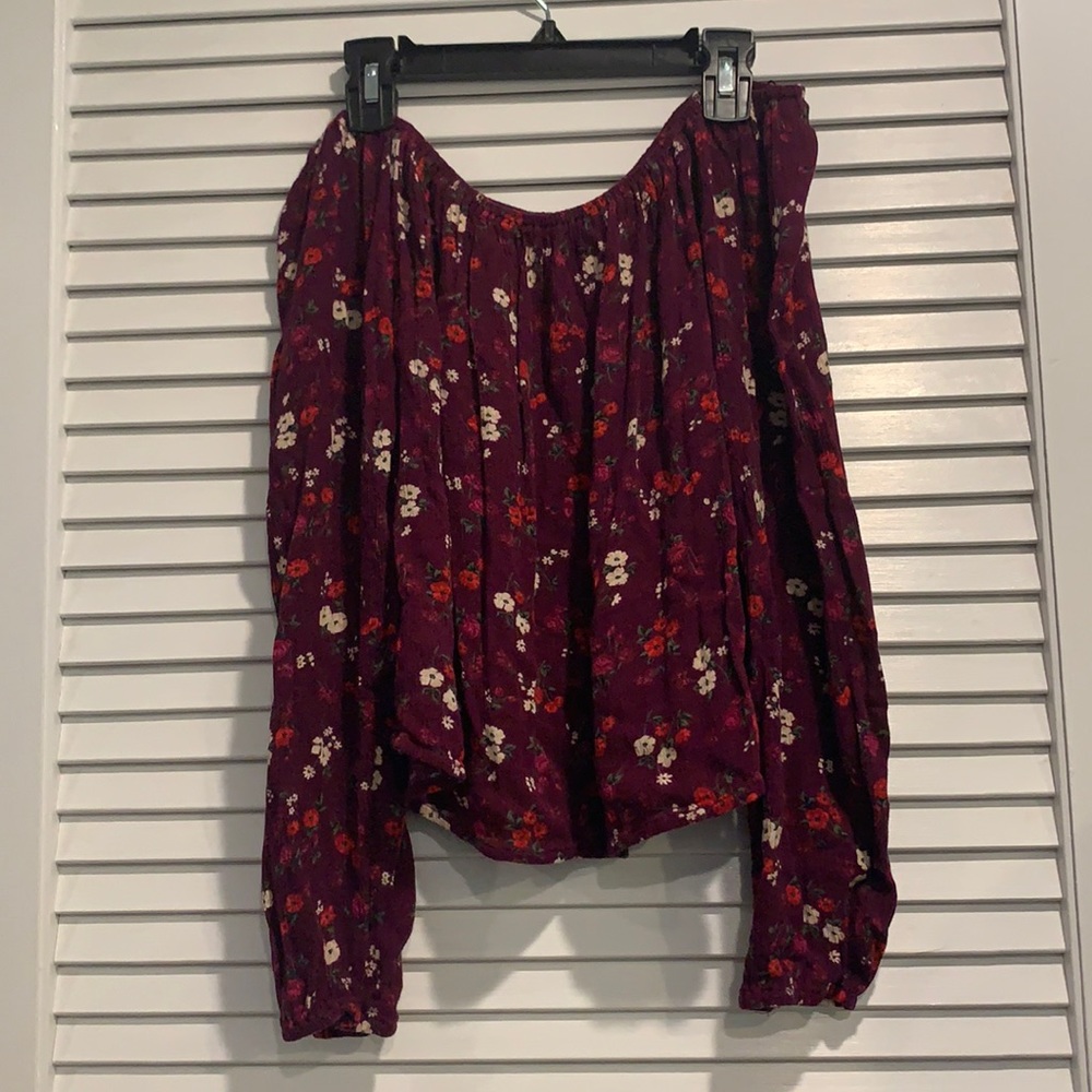 Hollister off the shoulder dark purple blouse